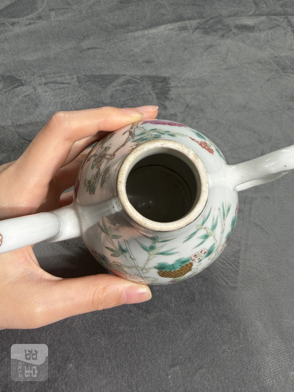 清晚期粉彩癞瓜纹酒壶（包铜口） - 图13